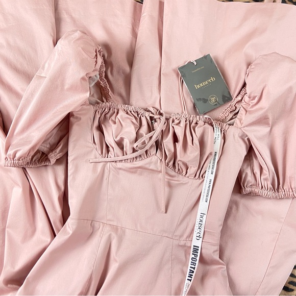 💔SOLD $209 House of CB Tallulah Blush Puff Sleeve Pink Dress - Picture 10 of 12